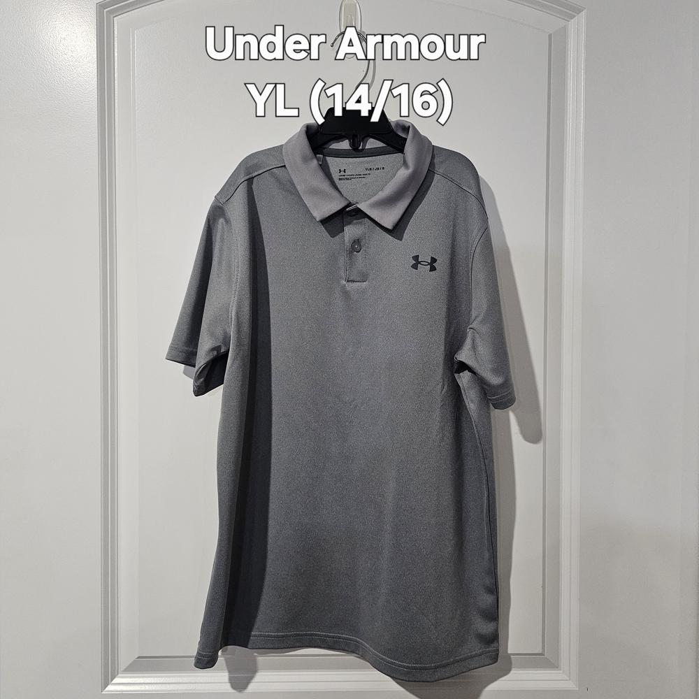 SOLD - YL (14/16) |Under Armour | Gray Polo Shirt